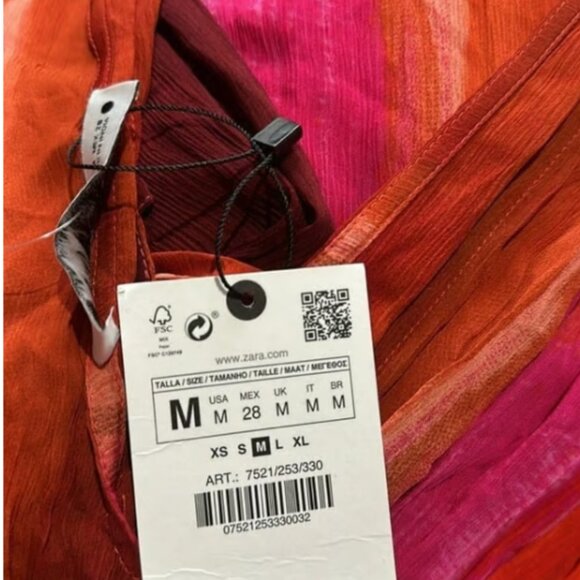 NWT ZARA WOMAN SLEEVELESS V-NECK BEAD APPLIQUES TIE-DYE MIDI DRESS M 7521/253 - Picture 8 of 9